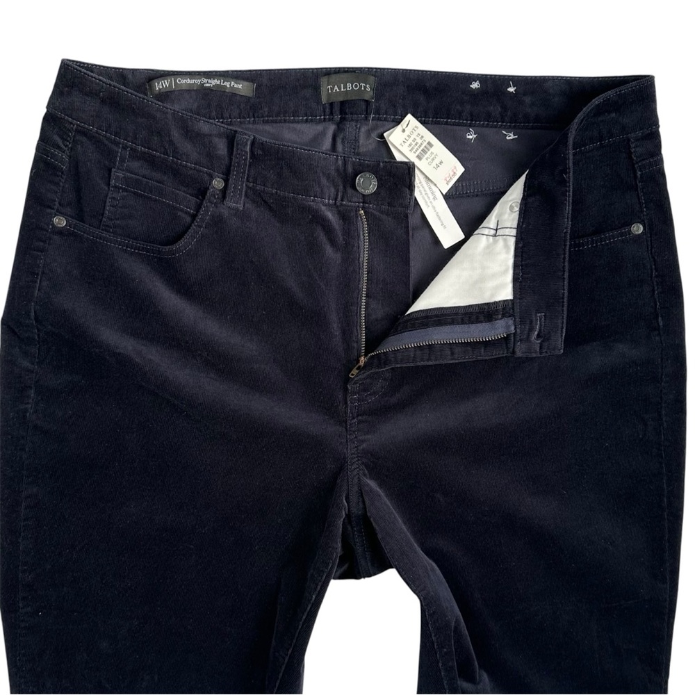 TALBOTS NWT! Women’s Deep Navy Blue Corduroy Straight Leg Pants‎ Plus 14W - Picture 3 of 8